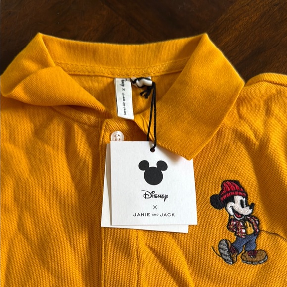 Janie & Jack Yellow Long Sleeve Polo with Embroidered Mickey - Picture 2 of 5